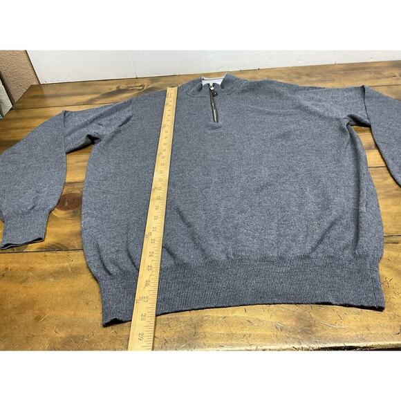 Peter Millar Sweater Men's XL Gray 1/4 Zip Merino Wool Silk Blend Pullover - Picture 4 of 9